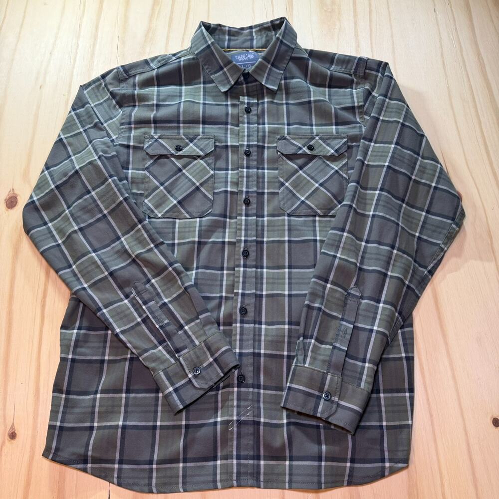Mountain Hardwear Flannel Shirt Men’s Large Green Plaid Button Up Long Sleeve